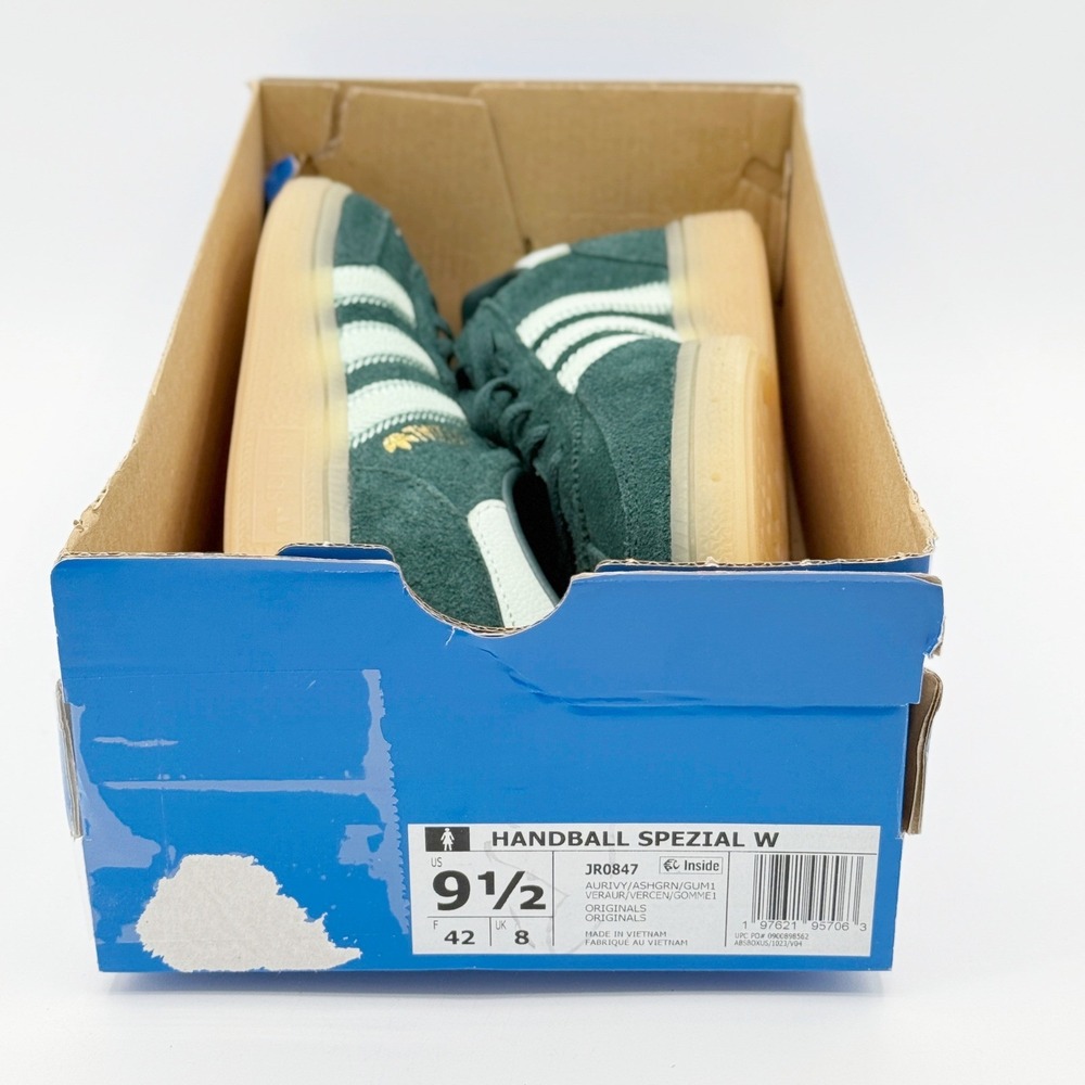adidas Women's Green Suede Sneakers with Mint Stripes - Picture 2 of 11